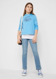 Meisjes boxy shirt met capuchon en top (2-dlg. set), bpc bonprix collection