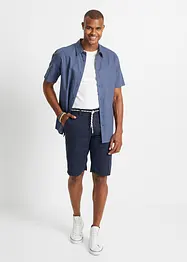 Chino bermuda met linnen en strikkoordjes, regular fit, bonprix