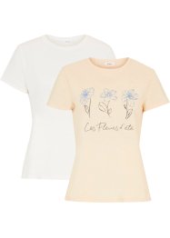 Basic T-shirt met print (set van 2), bpc bonprix collection