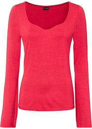 Longsleeve met hartvormige halslijn van viscose, BODYFLIRT