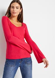 Longsleeve met hartvormige halslijn van viscose, BODYFLIRT
