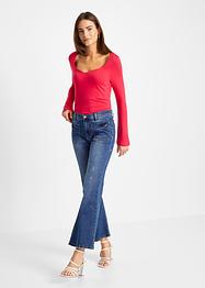 Longsleeve met hartvormige halslijn van viscose, BODYFLIRT