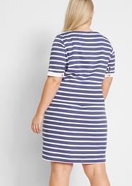 Gestreepte sweatjurk met halflange mouwen en strikkoordjes, bpc bonprix collection
