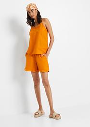 Linnen top met borduursel, BODYFLIRT