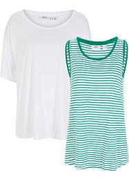 Losjes vallend T-shirt en gestreepte top van viscose (2-dlg. set), bpc bonprix collection