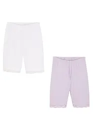 Meisjes biker short (set van 2) met kant en biologisch katoen, bonprix