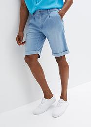 Stretch jeans bermuda met bandplooien, loose fit, RAINBOW