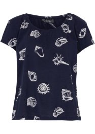 Gedessineerd carmen-shirt met ronde hals van biologisch katoen, bpc bonprix collection