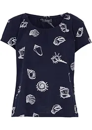 Gedessineerd carmen-shirt met ronde hals van biologisch katoen, bonprix