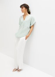 Mousseline blouse met knoopsluiting en zak, bpc bonprix collection