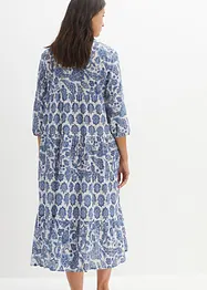 Crinkle midi jurk van katoen met zakken en 3/4 mouwen, bonprix