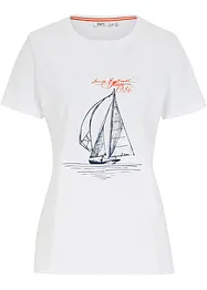 Katoenen T-shirt met print en zijsplitten, bonprix