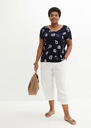Gedessineerd carmen-shirt met ronde hals van biologisch katoen, bonprix