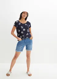 Gedessineerd carmen-shirt met ronde hals van biologisch katoen, bonprix
