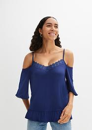 Cold shoulder shirt met kant, BODYFLIRT