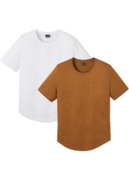 T-shirt van biologisch katoen met borstzak (set van 2), RAINBOW