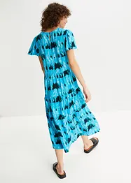 Midi jersey jurk met vleugelmouwen, volants en zakken, bonprix