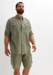Overhemd van een linnen-katoenmix met lange mouwen, John Baner JEANSWEAR