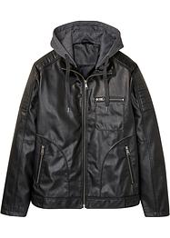 Imitatieleren jas met capuchon, John Baner JEANSWEAR