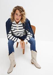 Lange sweater met schipperskraag, John Baner JEANSWEAR