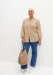 Katoenen blouse met kant, 7/8 mouw, bpc bonprix collection