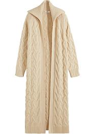 Lang gebreid vest met kabelpatroon, bpc bonprix collection