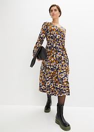 Jersey jurk met V-hals en strikceintuur, bpc bonprix collection