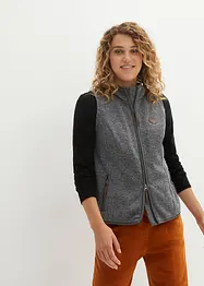 Mouwloos fleece vest met contrastkleurige paspels, bonprix