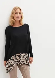 Puntig toelopend shirt met chiffon, bonprix