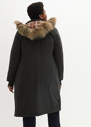 Lange outdoor jas met capuchon en afneembaar imitatiebont, bpc bonprix collection