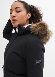 Lange outdoor jas met capuchon en afneembaar imitatiebont, bpc bonprix collection