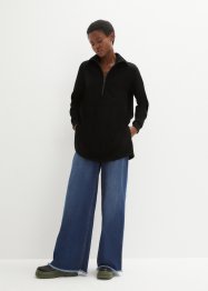 Lange sweater met schipperskraag en lange split, bpc bonprix collection