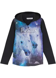 Meisjes longsleeve met capuchon en fotoprint, bonprix