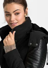 Lange parka met imitatieleer, bonprix