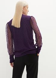 Longsleeve van mesh met stippen, bpc selection