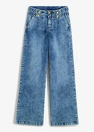 Wide leg jeans met mid waist en sierknopen, bonprix