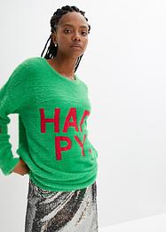 Trui van hairy knitwear met tekstprint, RAINBOW