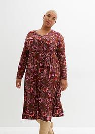 Jersey jurk met V-hals en strikceintuur, bpc bonprix collection