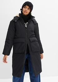Lange, oversized jas met capuchon met teddy voering, bpc bonprix collection