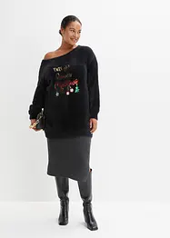 Off shoulder trui met kerstprint, bonprix