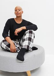 Pyjama met flanellen broek en cadeauzakje (3-dlg. set), bpc bonprix collection