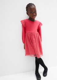Meisjes jersey jurk met tule en lange mouwen, bpc bonprix collection