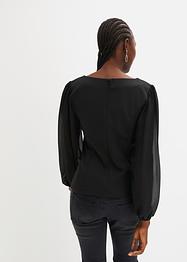 Imitatieleren blouse met chiffon mouwen, BODYFLIRT boutique
