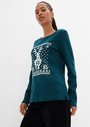 Katoenen longsleeve met kerstmotief, bpc bonprix collection