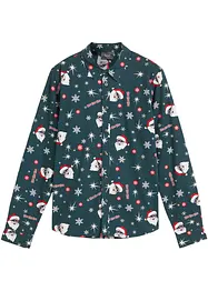 Jongens overhemd met kerstprint, slim fit, bonprix