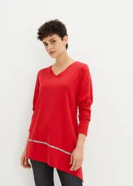 Longshirt met asymmetrische snit en glitter, bonprix