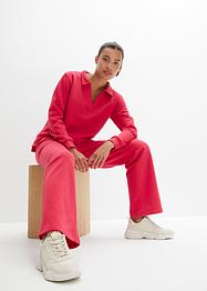 Joggingpak met sweater met schipperskraag en wijde sweatpants (2-dlg.), bpc bonprix collection