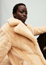 Lange, oversized jas van imitatiebont met reverskraag, bpc bonprix collection