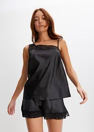 Satijnen one shoulder top met afneembaar spaghettibandje, BODYFLIRT