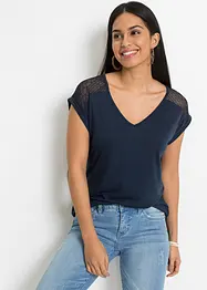 Shirt met kant in een viscosemix, bonprix